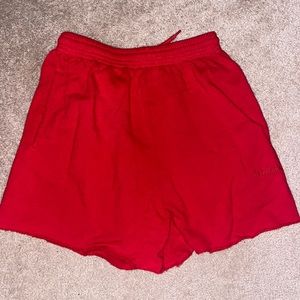 Red sweat shorts